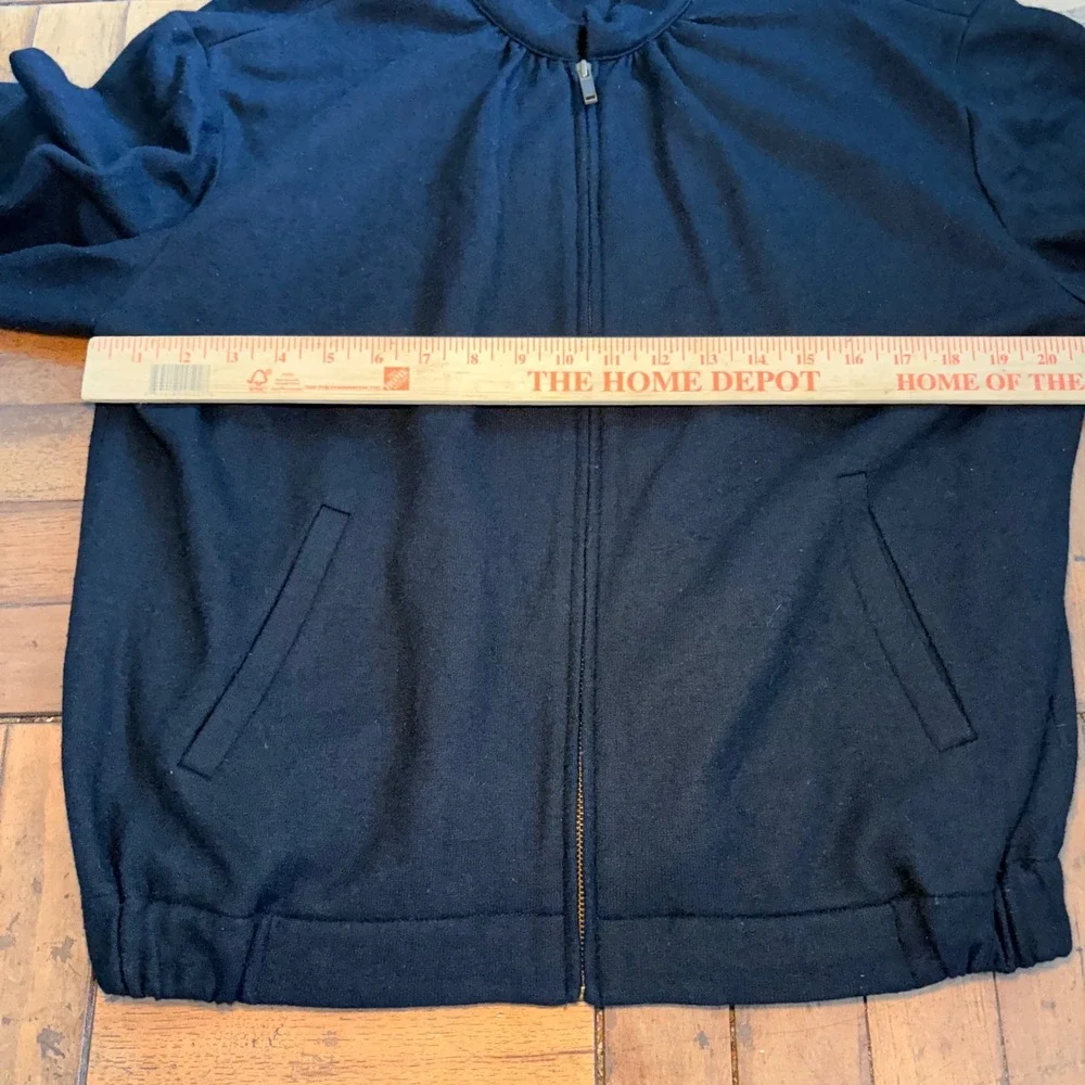Banana Republic Mens XL Black Wool Blend Full Zip Bomber Jacket Slim Minimalist